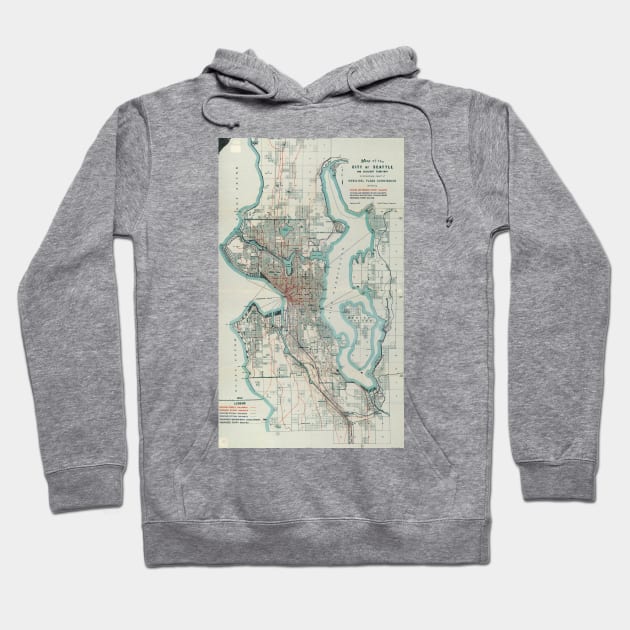 Vintage Map of Seattle Washington (1911) Hoodie by Bravuramedia